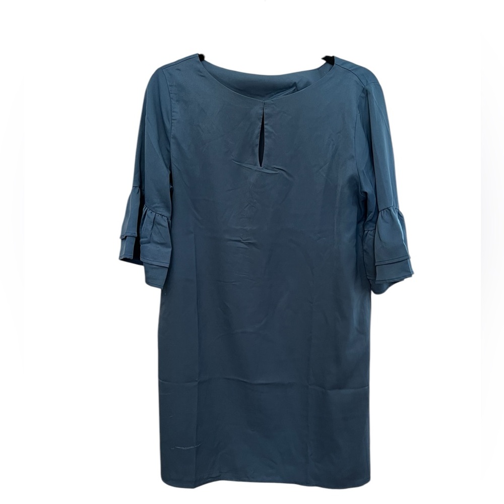 Blue Dress with Ruffled Sleeves